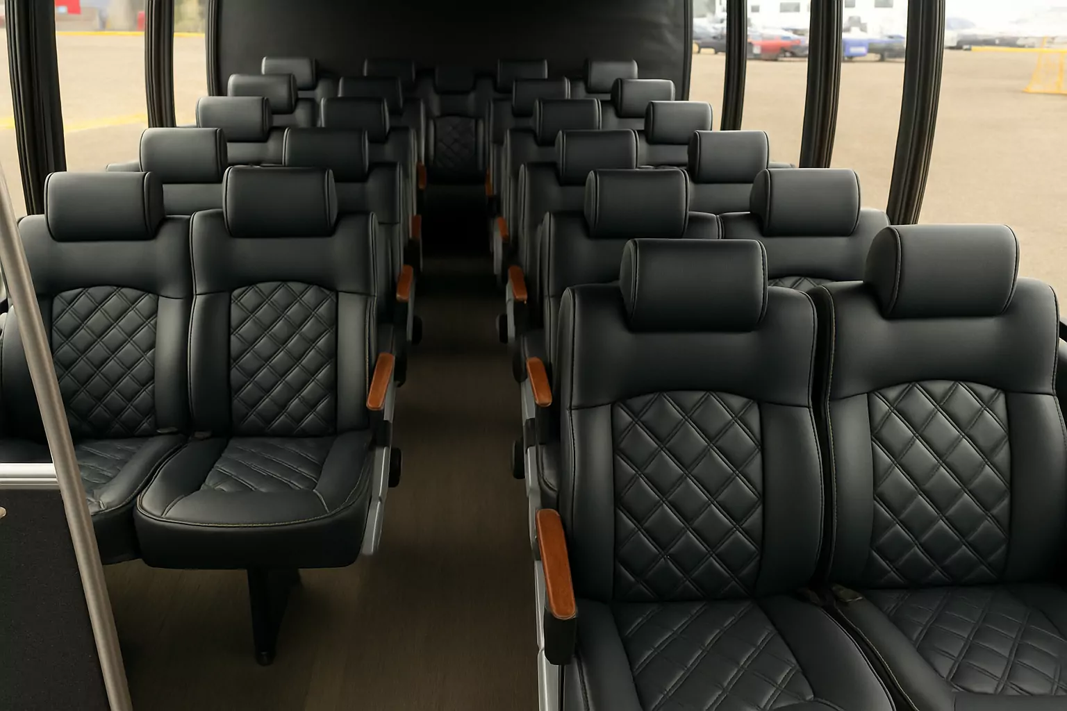 Representative 28 Passenger Coach Bus cabin