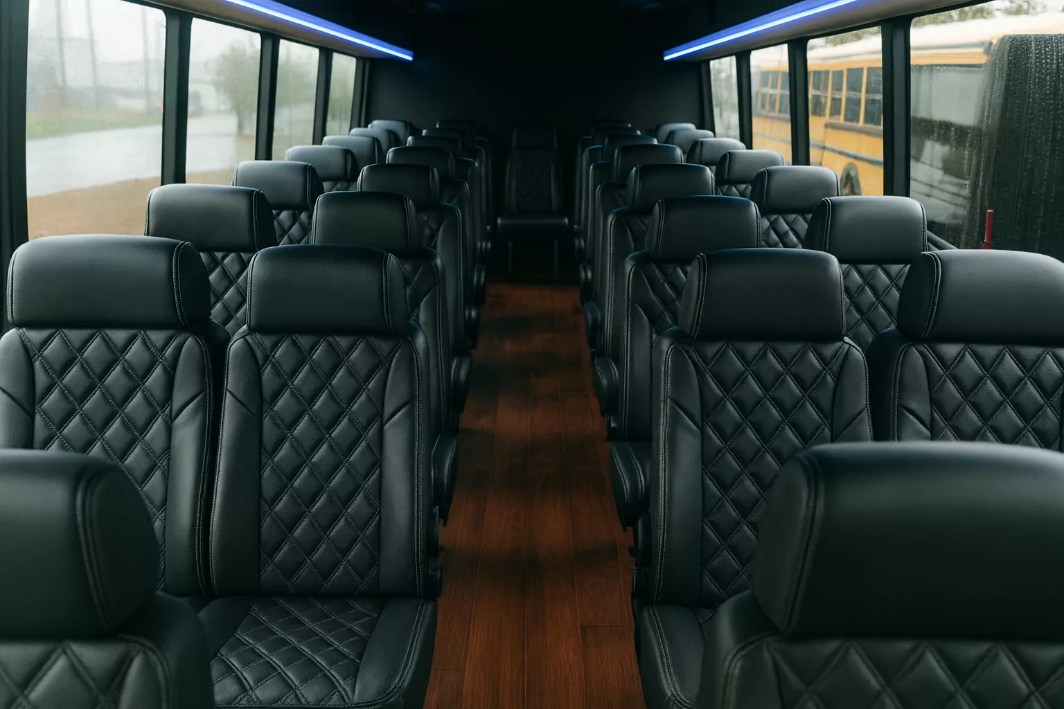 Representative 32 Passenger Coach Bus cabin