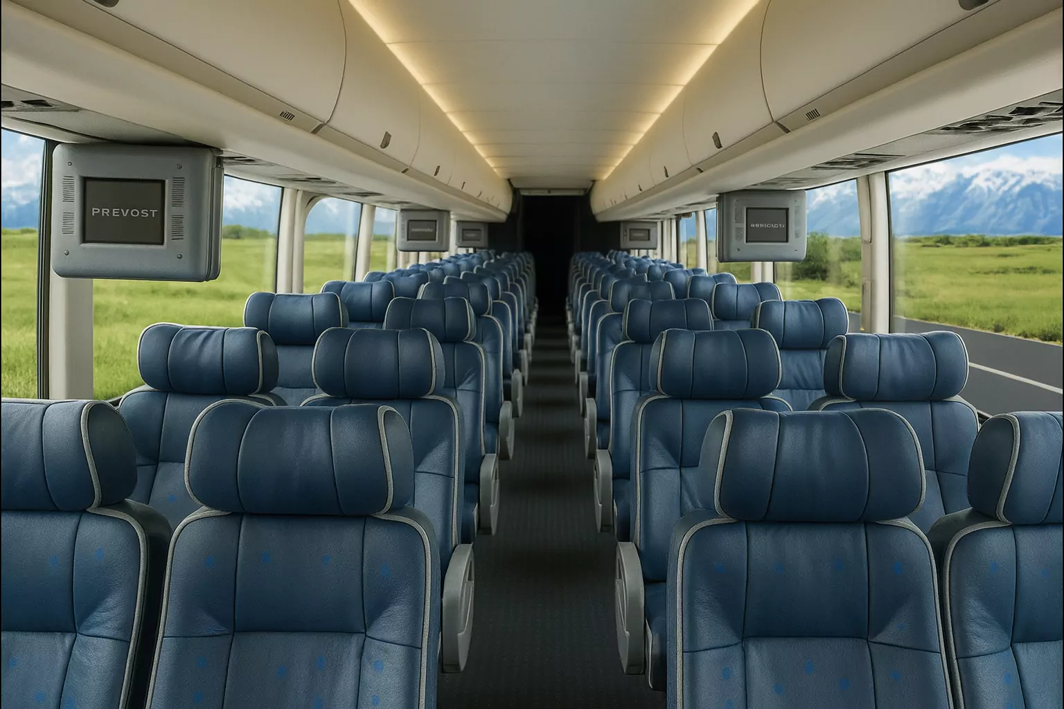 Representative 48 Passenger Coach Bus cabin