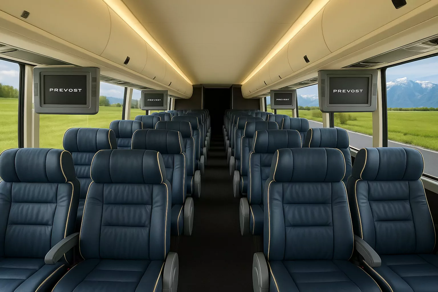 Representative 52 Passenger Coach Bus cabin