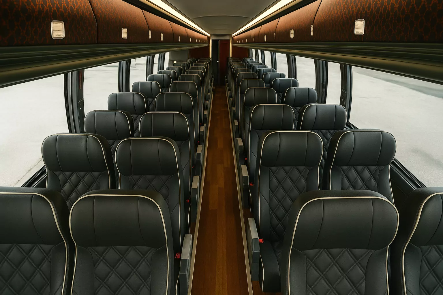 Representative 54 Passenger Coach Bus cabin
