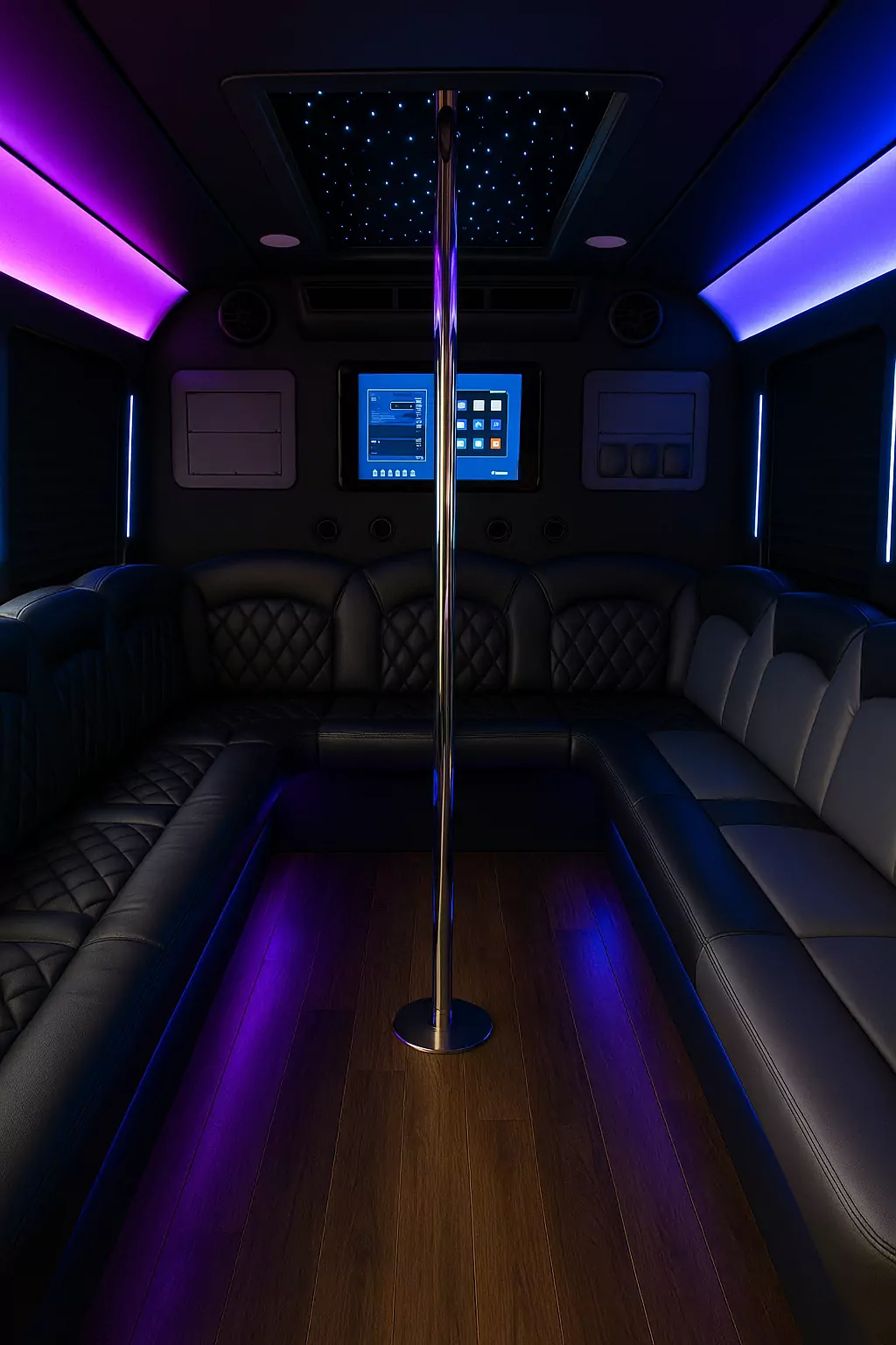 18 Passenger Party Bus interior example