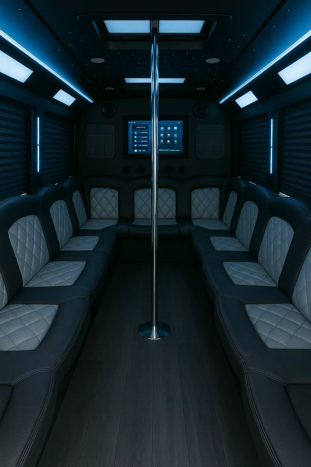 22 Passenger Party Bus interior example