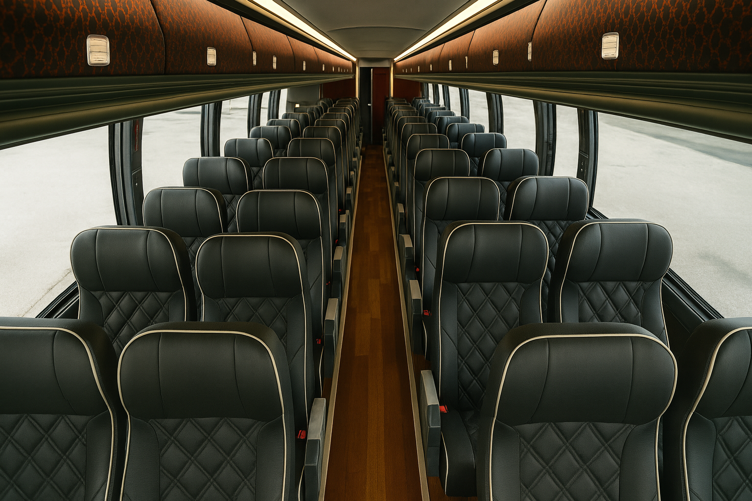 56 Passenger Charter Coach Bus - luxurious interior